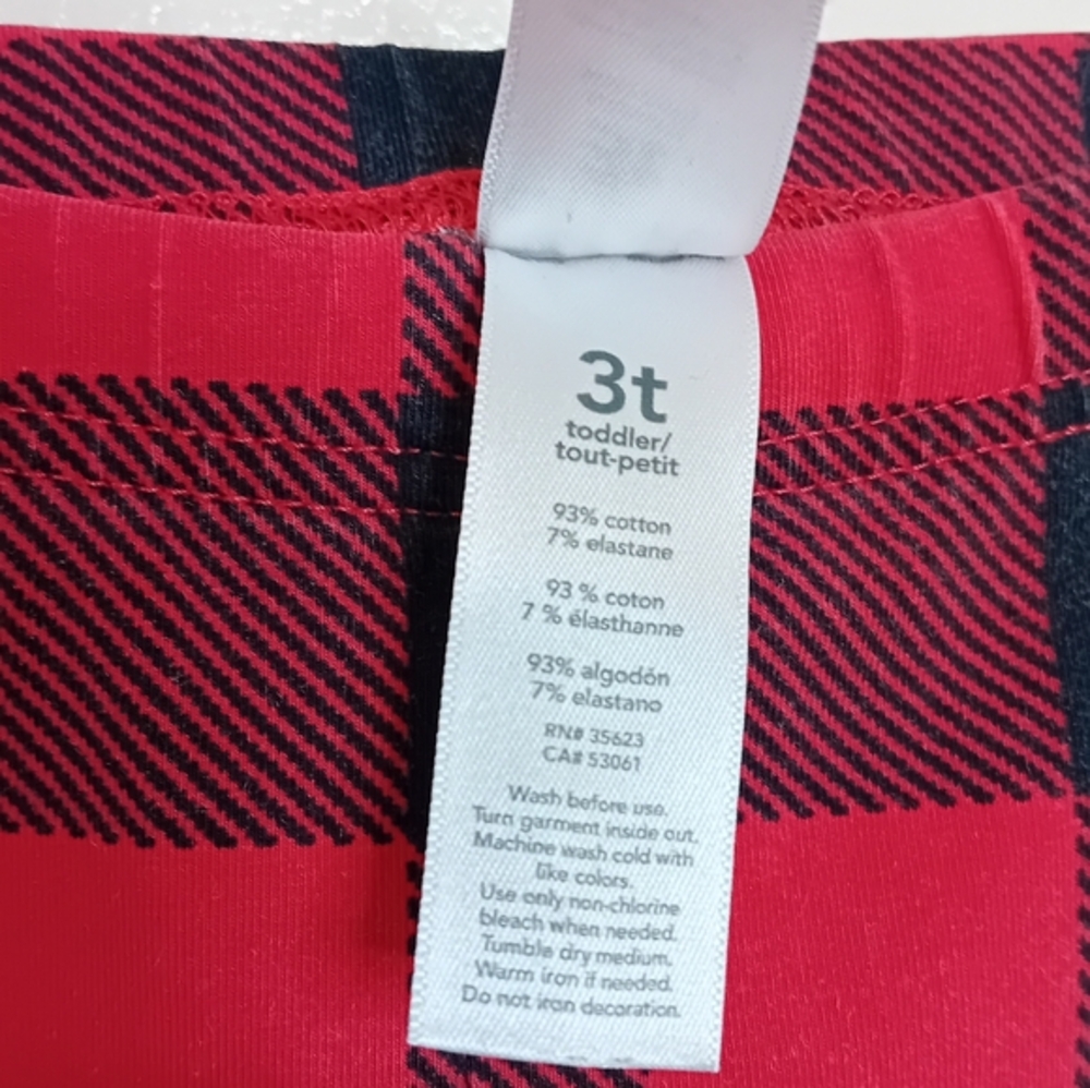 👶2/$15👶Toddler Girl's Carter's Plaid Leggings Winter Fall Red Black Size 3T - Picture 7 of 8